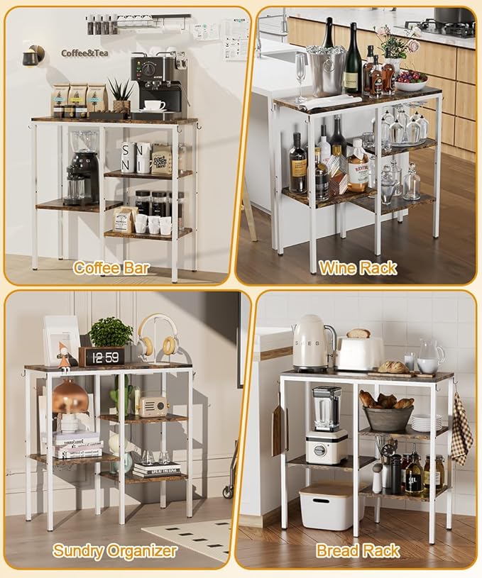 Artibear 4-Tier Kitchen Microwave Oven Stand, Adjustable Coffee Bar Station - Image 7