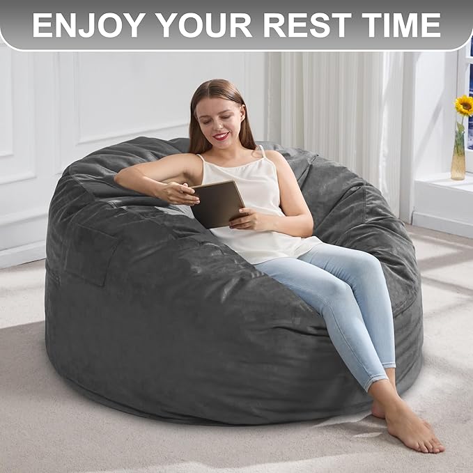 Hobestluk 4FT Bean Bag Chair Giant Bean Bag Chairs - Image 7