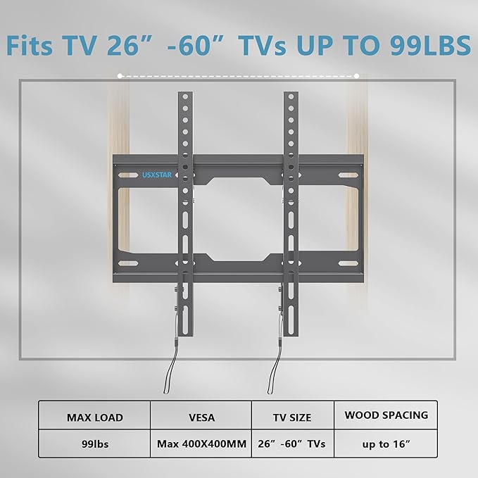 Fixed TV Wall Mount for Most 26-60 Inch Screen, Low Profile TV Mount - Image 4