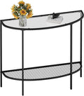 SAYGOER Glass Half Moon Console Table 2 Tier Narrow Entryway Table by Saygoer