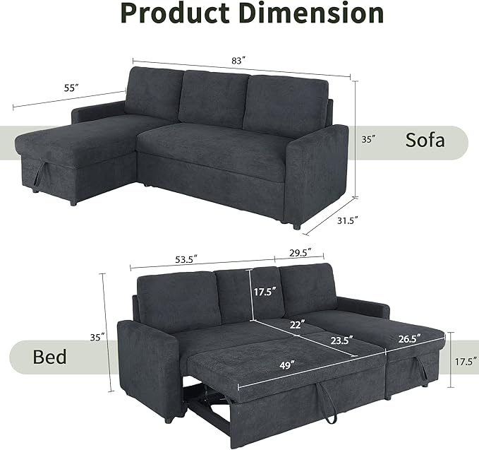 83" Pull Out Sleeper Couch - Image 2