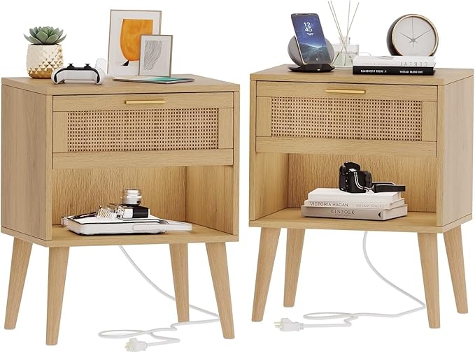 Irontar 17.7''L Nightstand Set of 2, Bedroom Night Stand by Home
