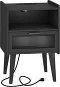 Nightstand with Charging Station, Bedside Tables, End Table Side Table with 2 by MMEOLUOOK