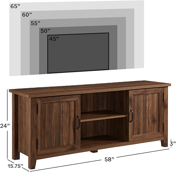Walker Edison Buren Classic Grooved Door TV Stand - Image 4