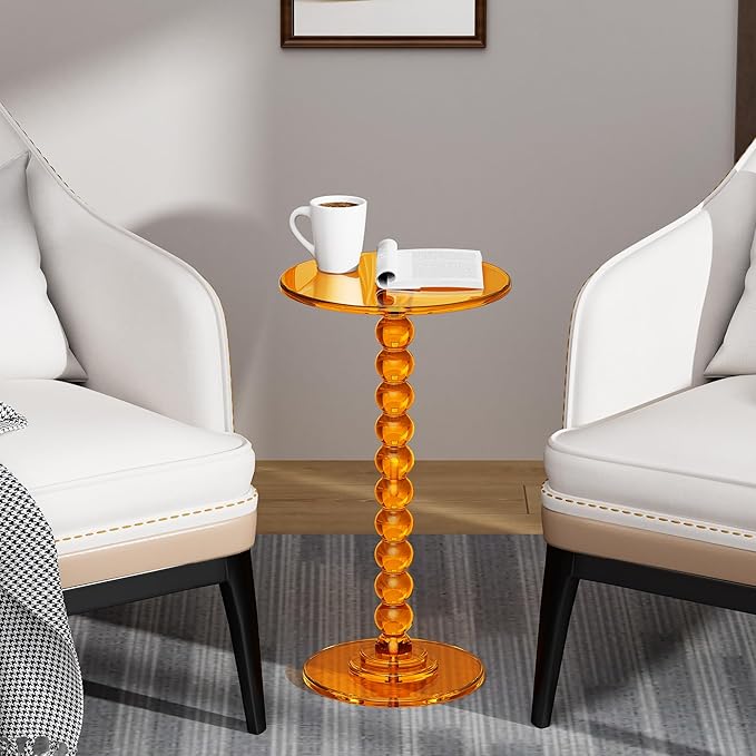 Acrylic Side Table, End Table Round Top - Image 4