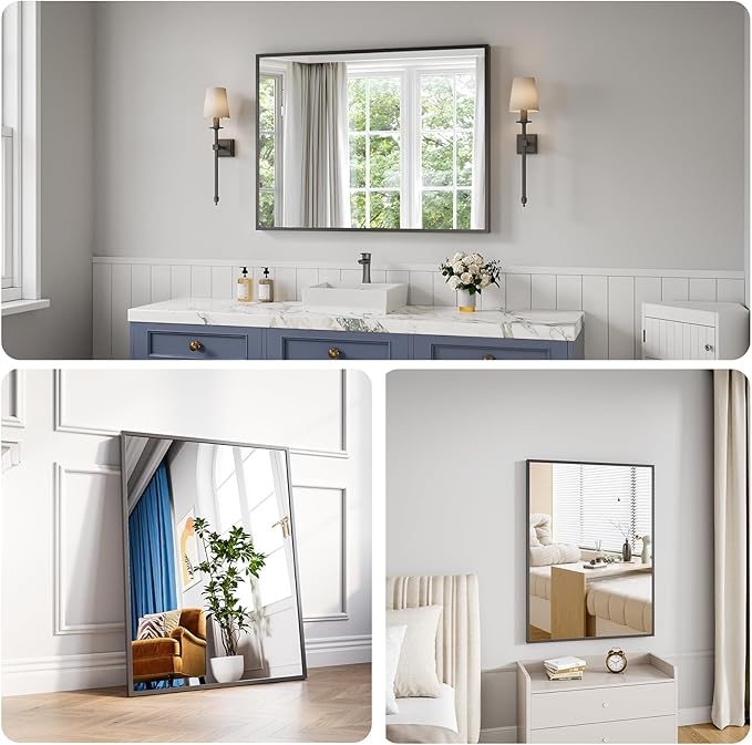 Koonmi Bathroom Mirror 30x40 Black Bathroom Wall-Mounted Mirrors, Modern Vanity - Image 4