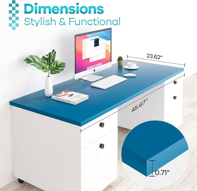 Kaboon Universal Table Top 45.67"x23.62", Solid One-Piece Desktop, Reversible - Image 3