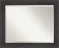 Amanti Art Brown Wall Mirror 28x34 Rustic Plank Espresso Rectangle Bathroom by AmantiArt