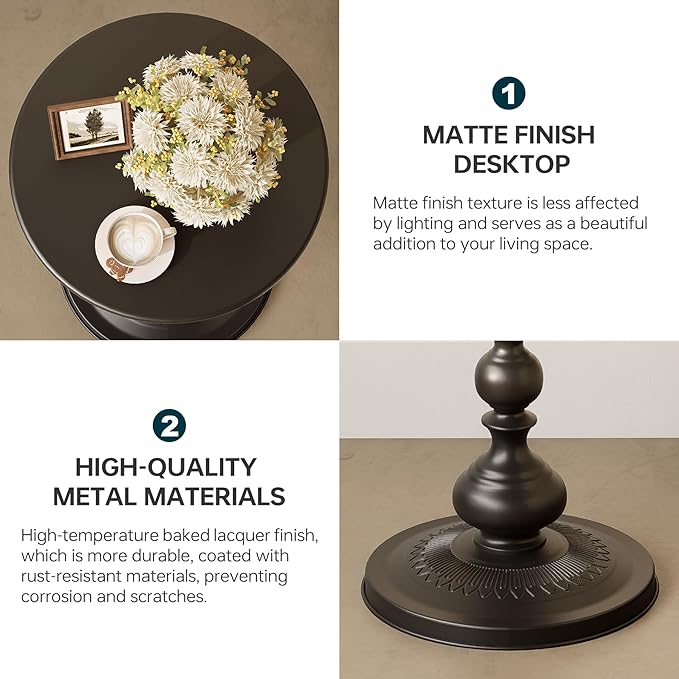 Metal Round Side Table, Small Drink Table - Image 4