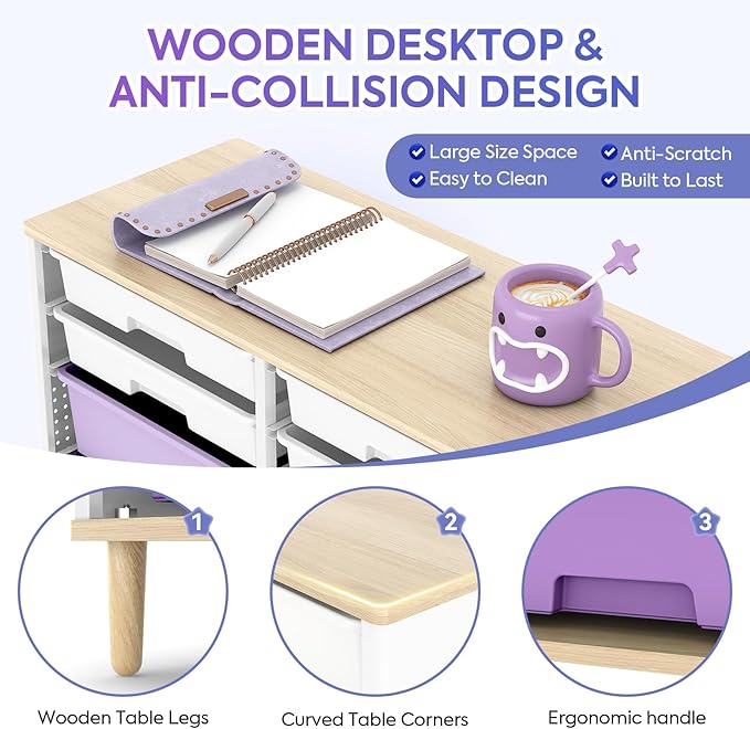 12-Drawer Storage Cabinet with Wooden Tabletop, Versatile Cube Storage - Image 4