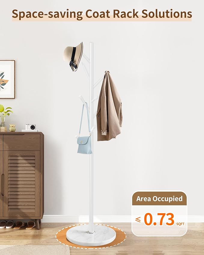 EZIVIEZ Modern Coat Rack Stand, Metal Freestanding Coat Rack - Image 4
