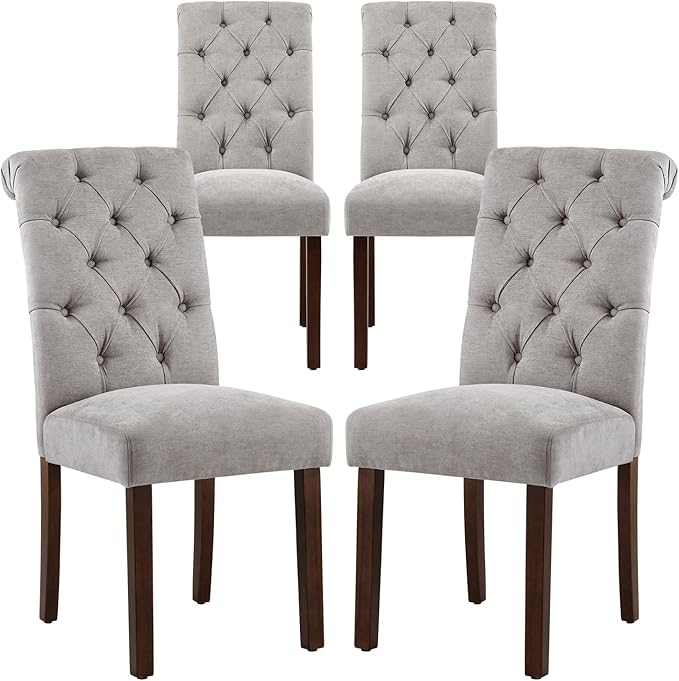 COLAMY Button Tufted Dining Chairs Set of 4, Parsons Upholstered Fabric Dining by COLAMYINC
