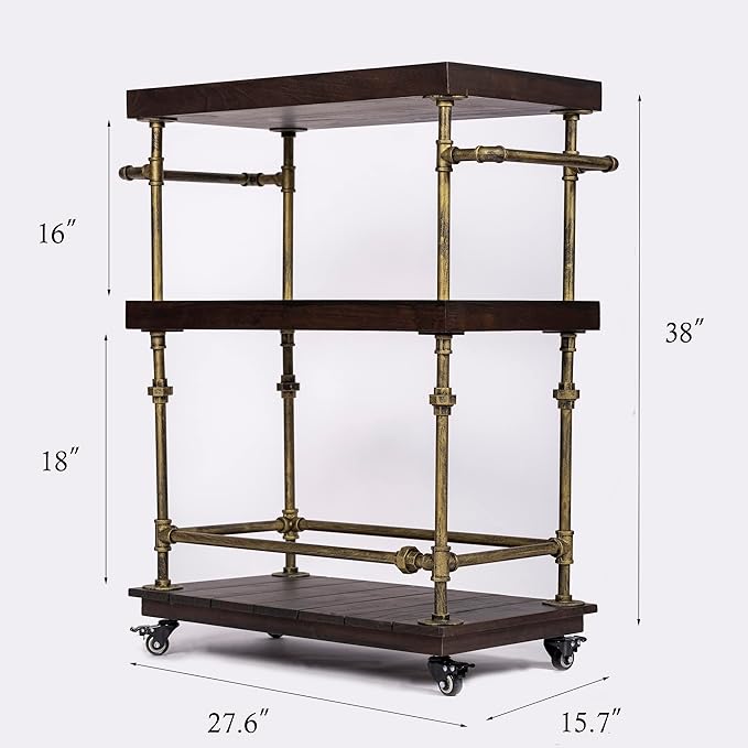 Industrial Bar Cart, 3-Tier Serving Cart Creates - Image 6