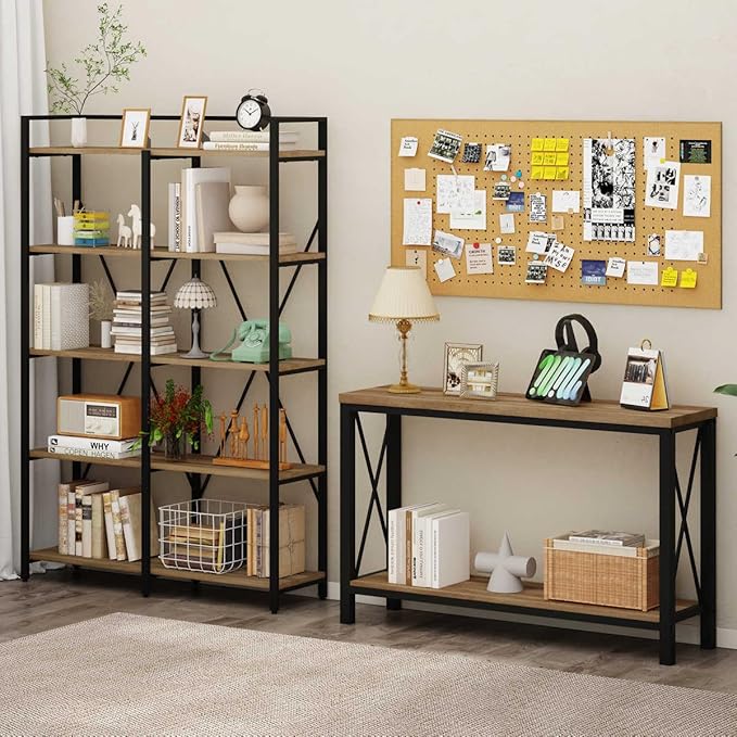 BON AUGURE Farmhouse Entryway Table, Sofa Console Table Behind Couch - Image 8