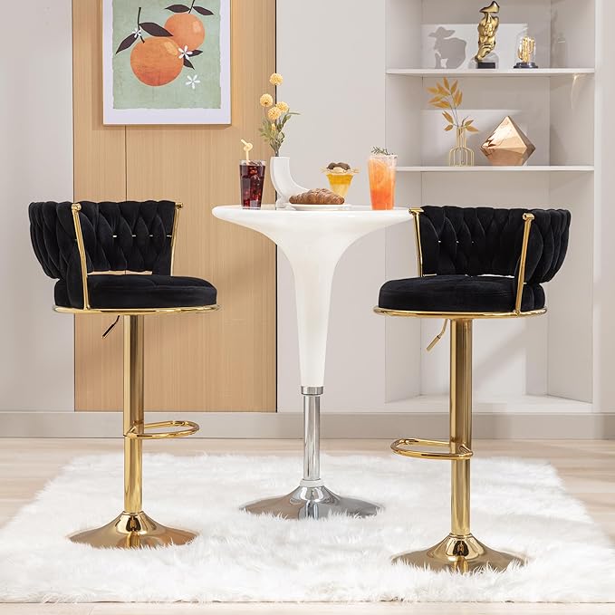 VECELO Bar Stools Set of 2, Adjustable Barstools Counter Height Stools - Image 2