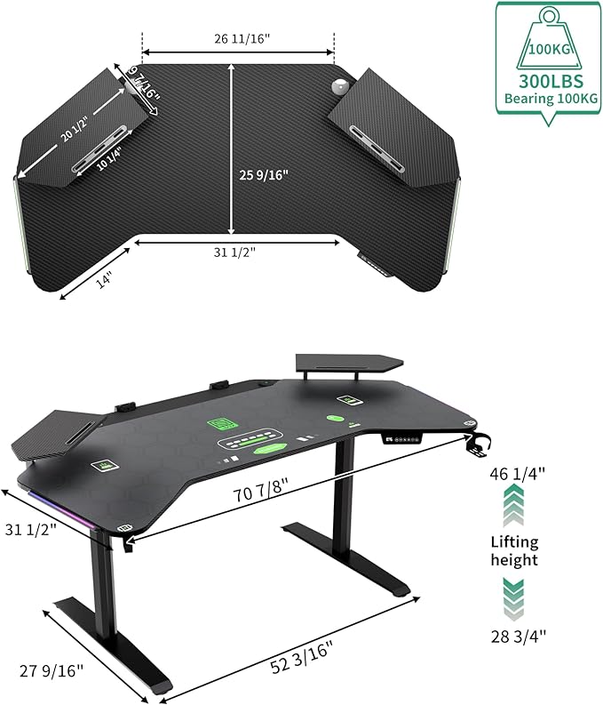 JWX Dual Motor Standing Gaming Desk - Image 2