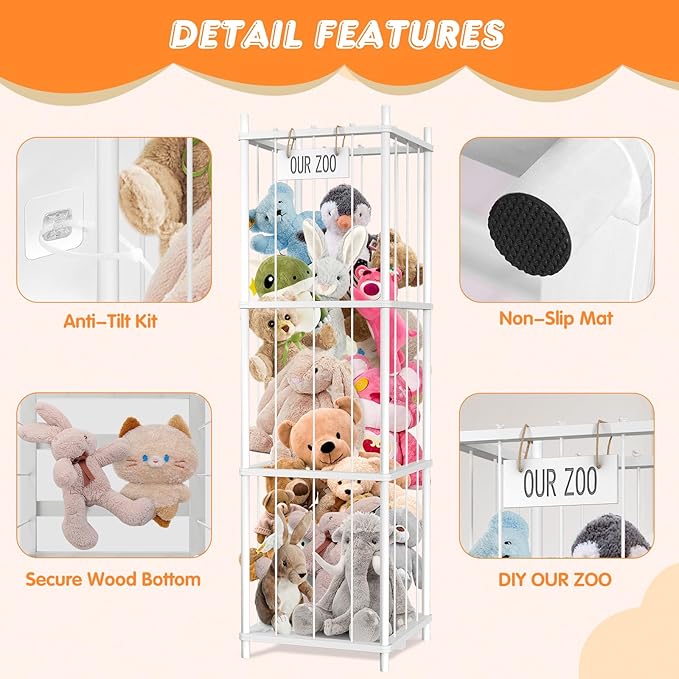 Stuffed Animal Storage, 54 inch Large Plushy Organizers, Wood Stuffed Animal - Image 5