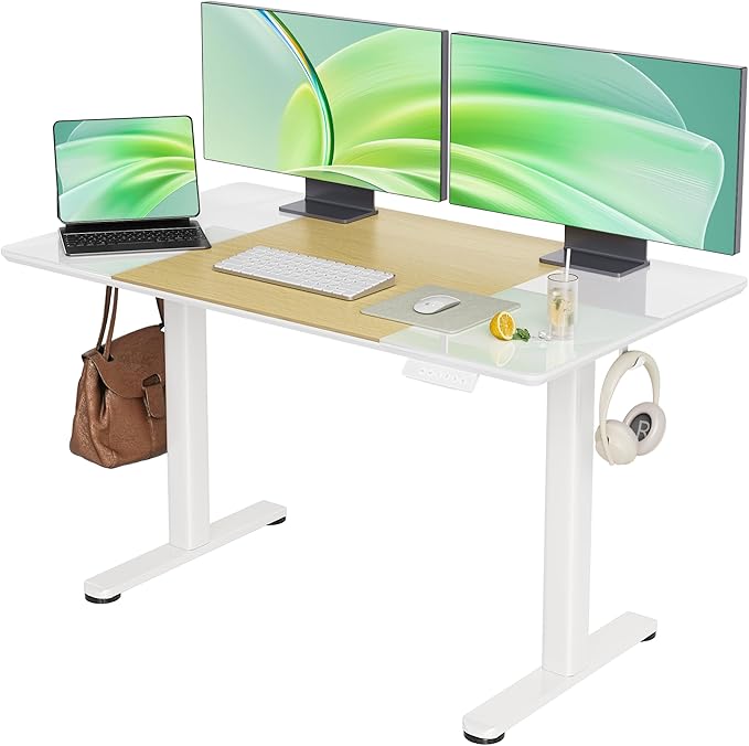 INNOVAR Glass Standing Desk, 48 x 24 Inches Height-Adjustable Desk, Tempered by INNOVAR