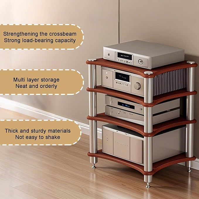 4-Tier AV Media Stand, Stereo Racks and Stands, Video Component Cabinet Audio - Image 4