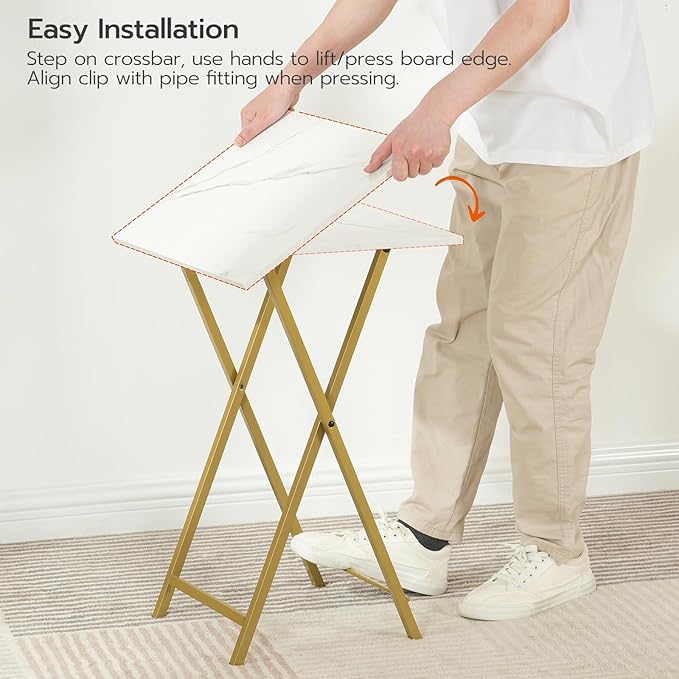 HOOBRO Folding TV Tray Tables, Industrial Side Table - Image 8