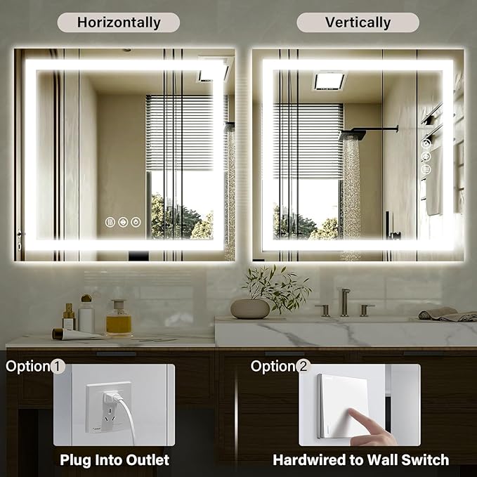 47"x 47" LED Bathroom Mirror, Backlit + Front Lit, LED Bathroom Mirror - Image 4
