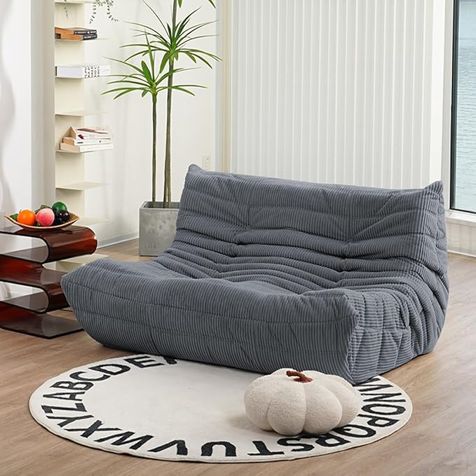 N&V Fireside Loveseat, Mid Century Armless Twin Size Floor Sofa, Soft Premium by NV