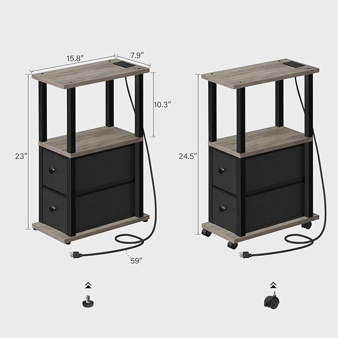 TUTOTAK Small Narrow End Tables, LED Side Tables - Image 3