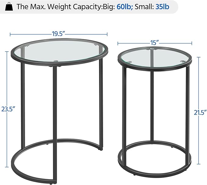 Yaheetech Round Nesting End Table Set of 2, Stacking Side Tables, Coffee Tables - Image 3