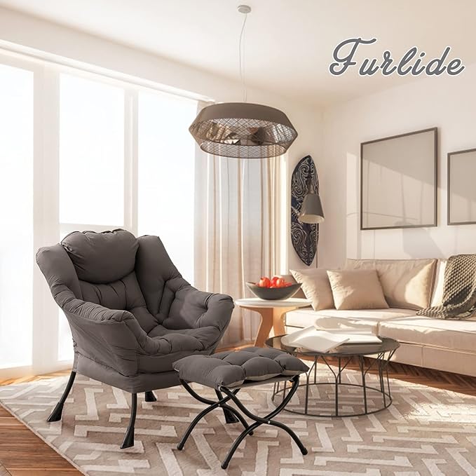 Lazy Chair with Ottoman, Modern Chair with Folding Footrest, Lounge Accent Chair - Image 7
