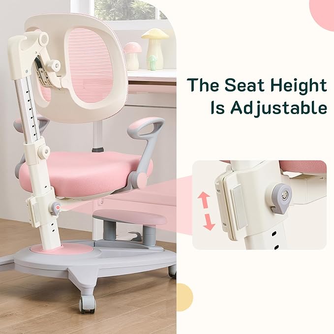 Ergonomic Kids Desk Chair with Footrest & Height-Adjustable Seat, Work & Dining - Image 7