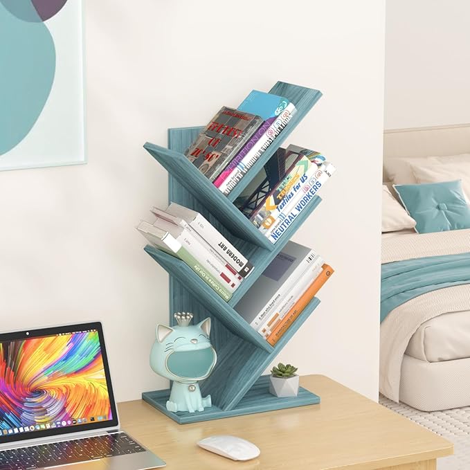 5 Tier Tree Book Shelf, Small Desktop Bookshelf - Image 2