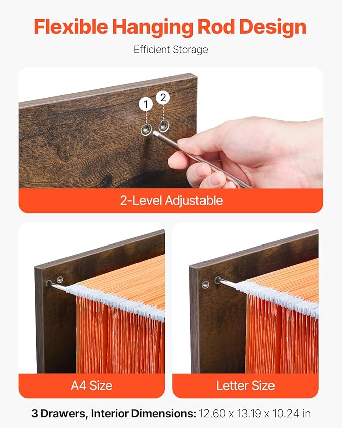 VEVOR 3 Drawer File Cabinet - Image 5