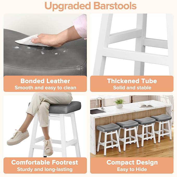 Counter Height Bar Stools Set of 2, 24 Inch Barstools - Image 4