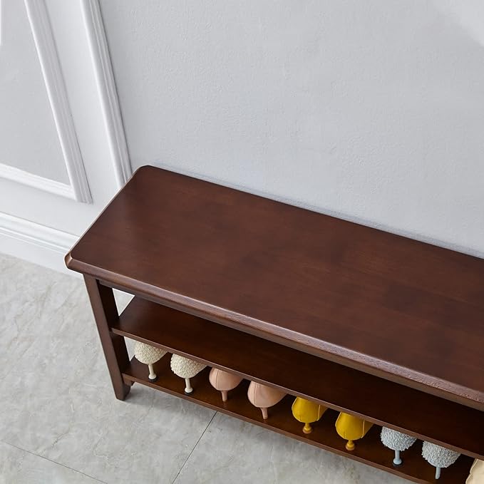 LEILISI Shoe Bench, Solid Wood Shoe Rack Bench Simple Style Shoe Storage Bench - Image 5
