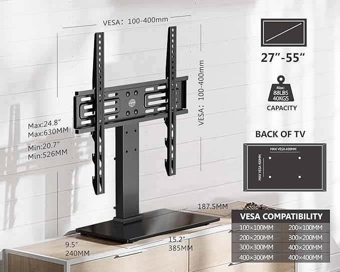FITUEYES Universal TV Mount Stand Table Top TV Stand - Image 5
