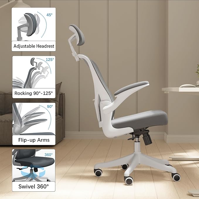 Ergonomic Office Chair with Adjustable Lumbar Support & Flip-Up Armrests - Image 5