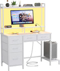 Computer Desk with Hutch, Home Office Desk with 2 Tiers Storage Shelves by Korfile