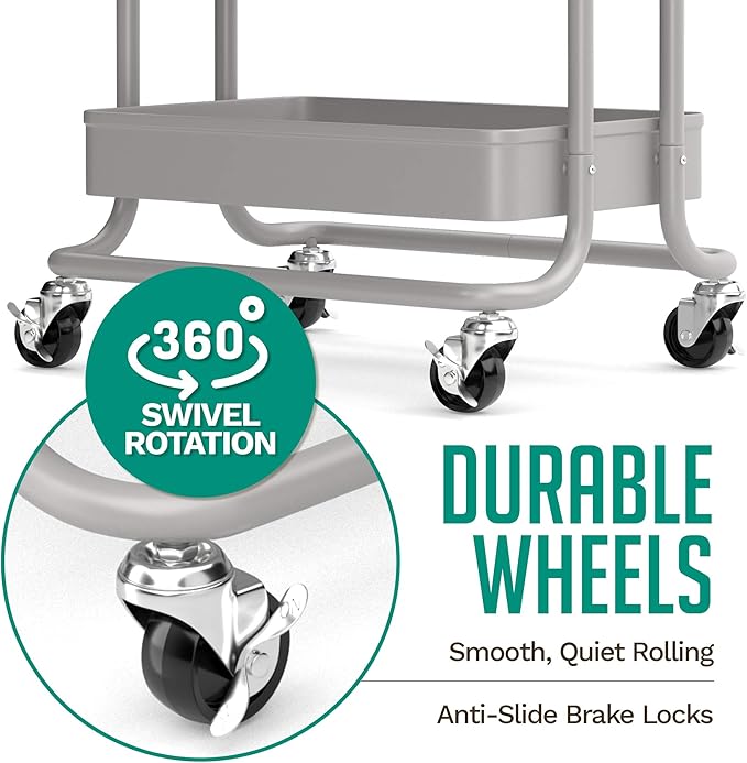 KoolerThings 3-Tier Rolling Metal Storage Organizer - Image 4