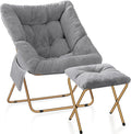 Comfy Saucer Chair for Adults, Foldable Living Room Chairs, Soft Faux Fur by Unknown