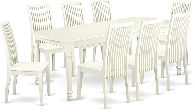 East West Furniture DOIP9-LWH-W 9 Piece Dining Set Includes a Rectangle Dining by EastWestFurniture