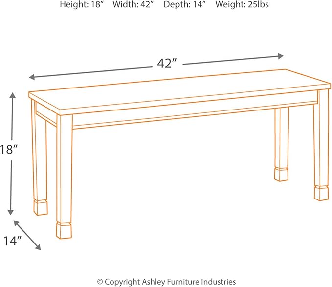 Signature Design by Ashley WhiteOwing Bench, 44.25" W x 16.25" D x4.25 H - Image 14