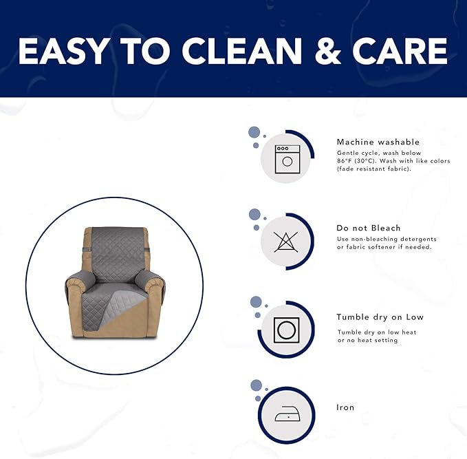 PureFit Reversible Sofa Cover Water Resistant Recliner Couch Cover, Machine - Image 7
