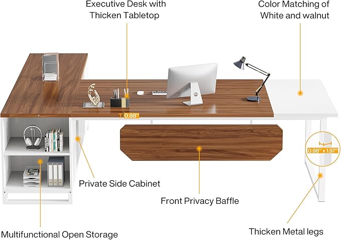Tribesigns 70.8" L-Shaped Executive Desk - Image 5