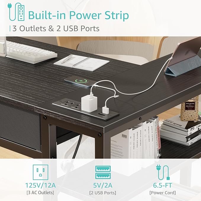 DLisiting Black Corner Desk for Small Space - Image 7