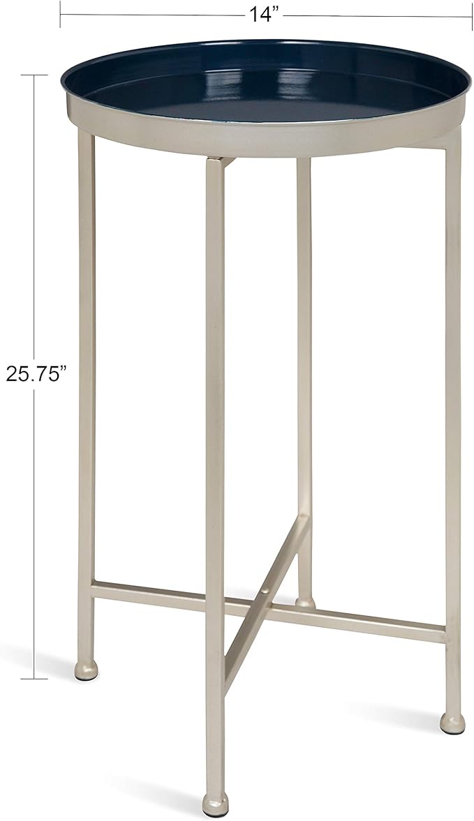 Kate and Laurel Celia Round Foldable Tray Accent Table, Modern Minimalist - Image 3