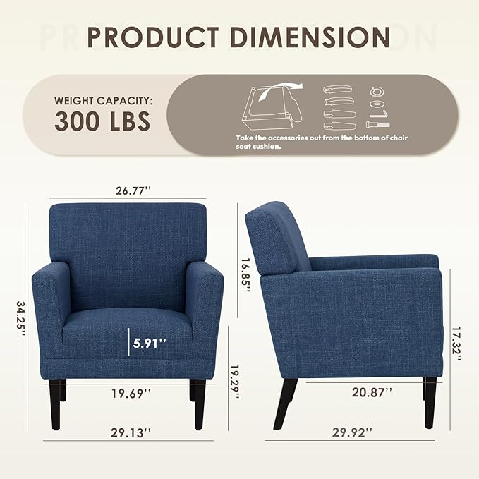 COLAMY Modern Accent Chair for Living Room, Upholstered Fabric Accent Armchair - Image 2
