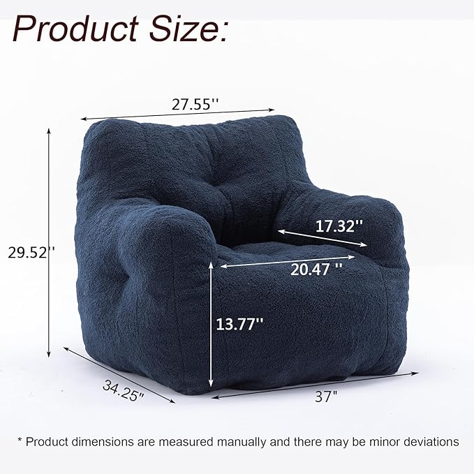 Recaceik Bean Bag Chairs, Tufted Soft Stuffed Bean Bag Chair - Image 2
