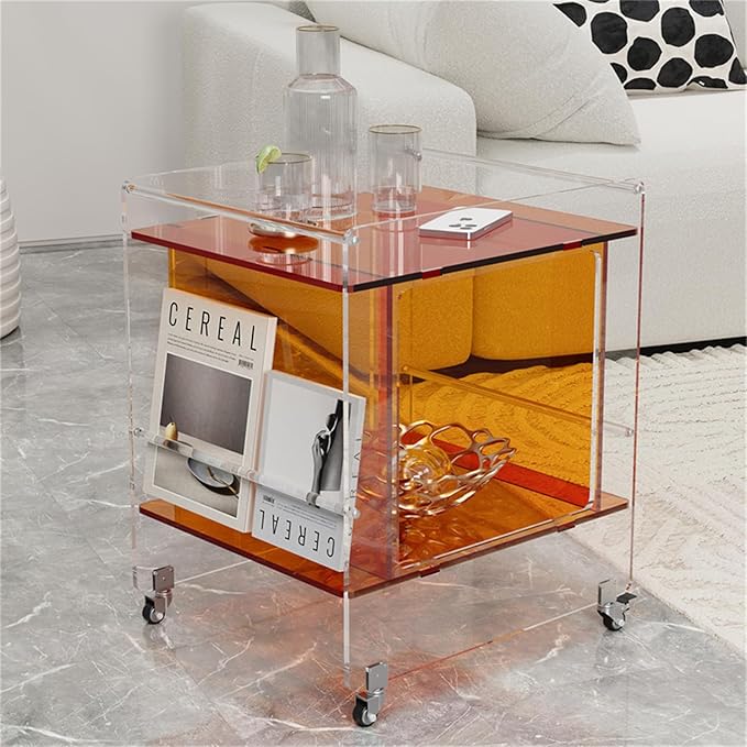 Transparent Acrylic Mobile Side Table - Image 2