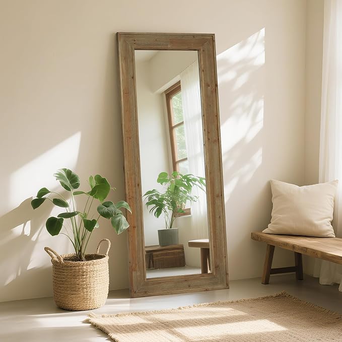 WallBeyond Full Length Mirror Rustic Wood Framed, 24 x 60 inch Farmhouse Wall - Image 2