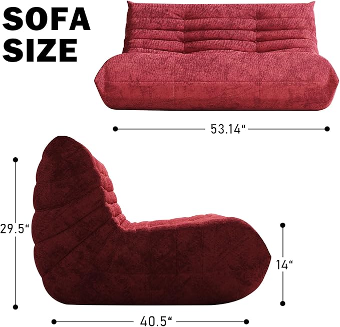 Bean Bag Chair, Loveseat Fireside Chair Bean Bag Sofa Large Bean Bag Chair - Image 2